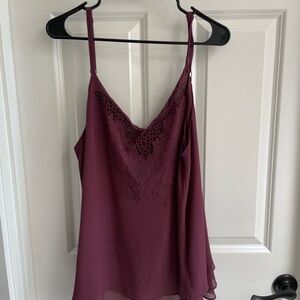Elegant Burgundy Lace Trim Camisole